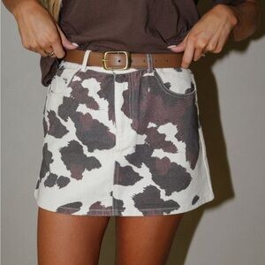 These Three Boutique Ellisa Mini Skirt-Cream/Brown